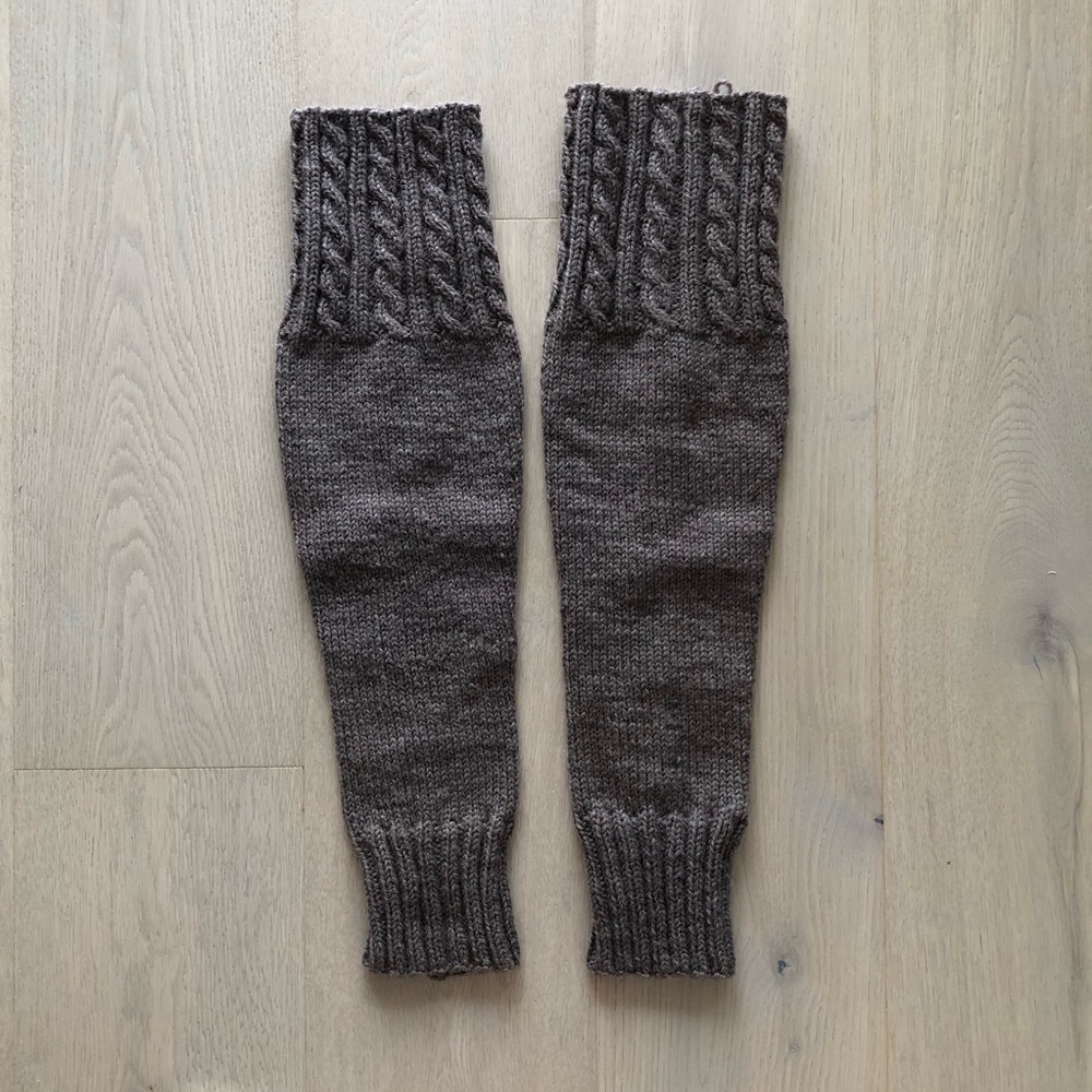 2/$30 Hand knitted wool Leg Warmers Taupe
